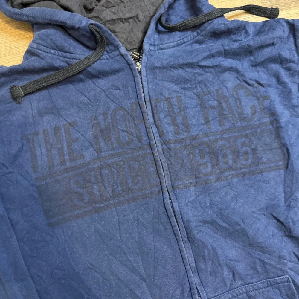 The North Face Mens Navy Blue Graphic Full Zip Hoodie Sweatshirt Large 1966 Logo
